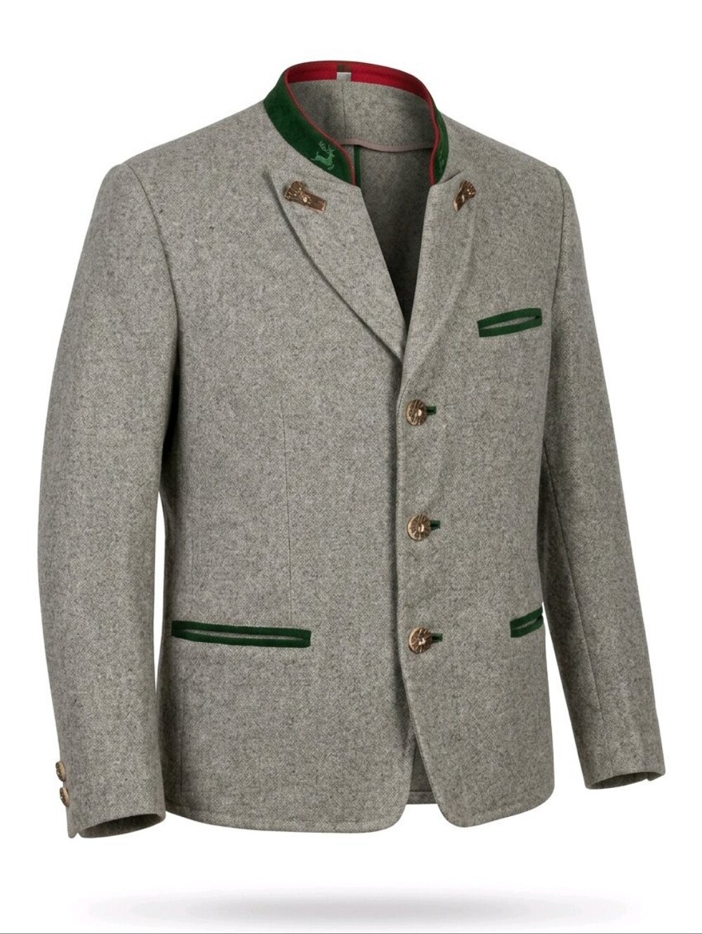 Authentic 1960's Grey Wool Bavarian Jacket with Green Trim